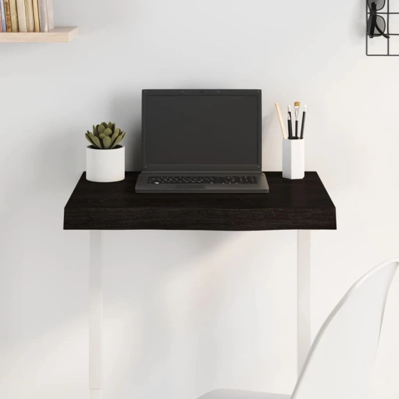 vidaXL bordplade massivt egetræ 60x40x(2-6) cm mørkebrun