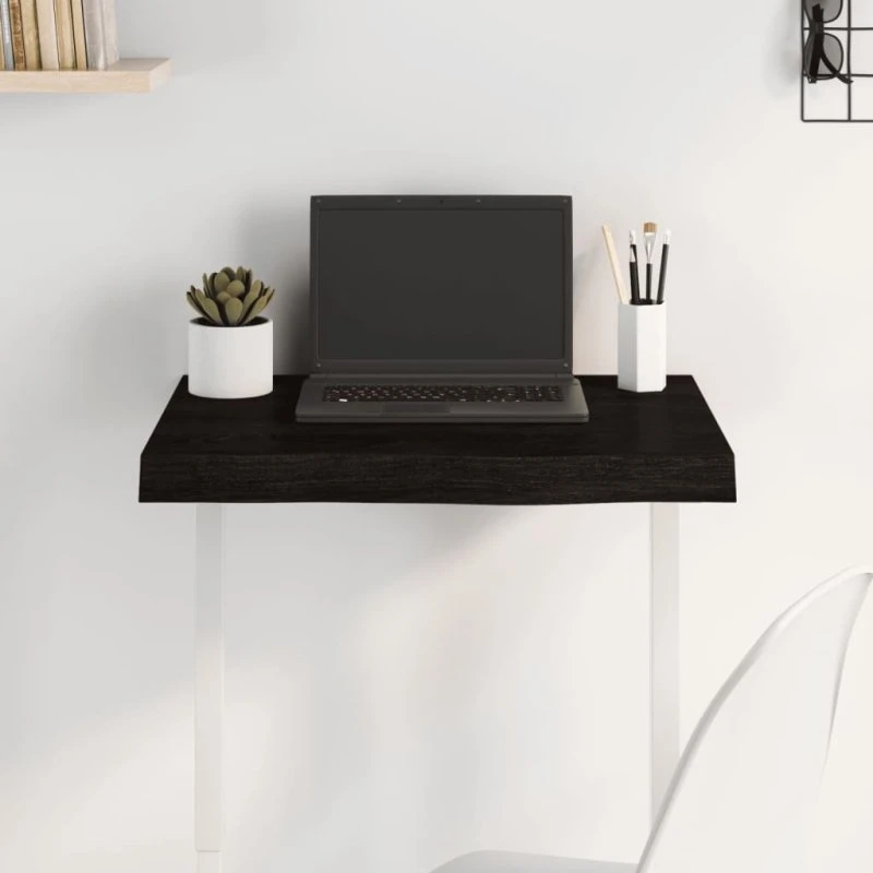 vidaXL bordplade massivt egetræ 60x50x(2-6) cm mørkebrun