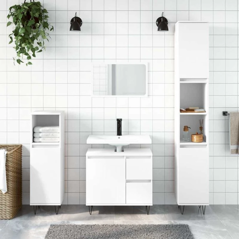 Badeværelsesskab 65x33x60 cm i hvidt konstrueret træ