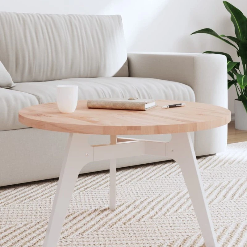 vidaXL Bordplade Ø70x2,5 cm Rund Massivt Bøgetræ