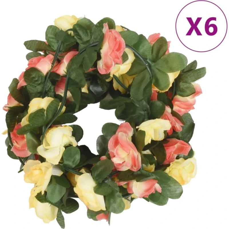 vidaXL blomsterguirlander 6 stk. 250 cm – forårsfarver