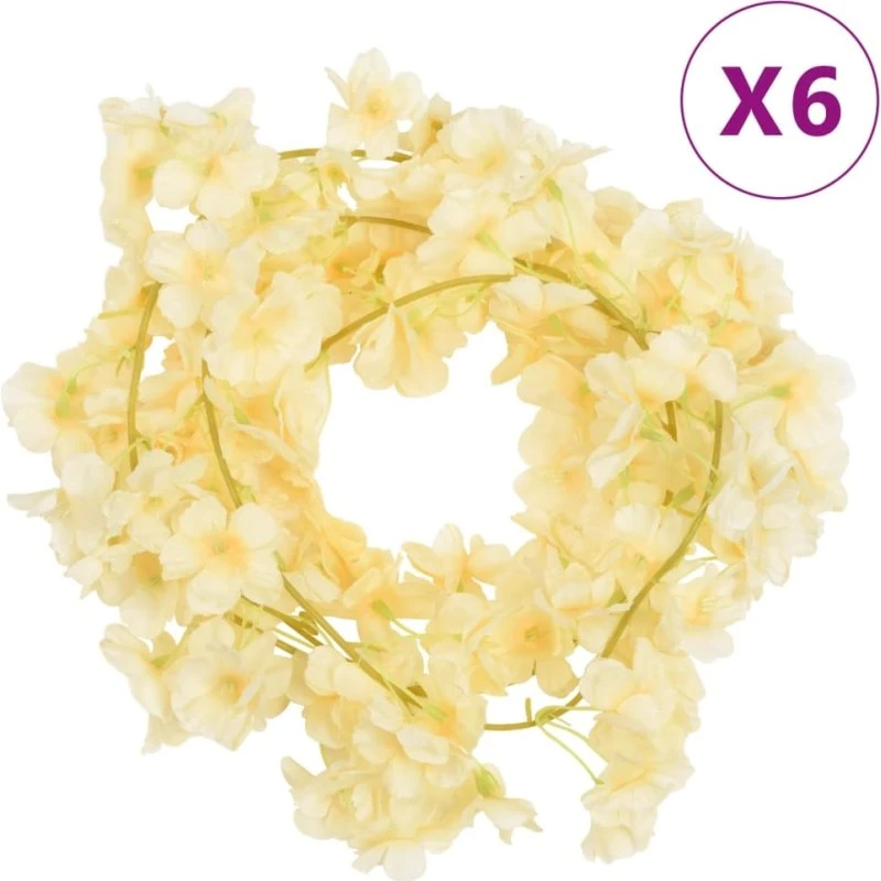vidaXL kunstige blomsterguirlander 6 stk. 180 cm – hvid