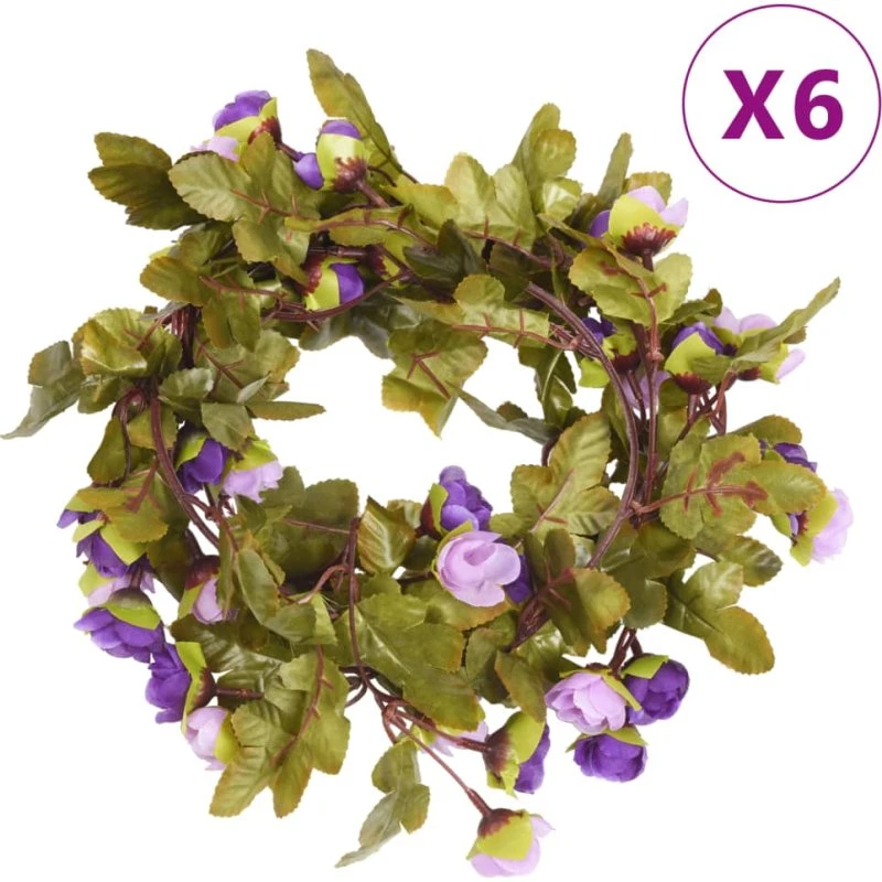 vidaXL blomsterguirlander 6 stk. 215 cm lyslilla