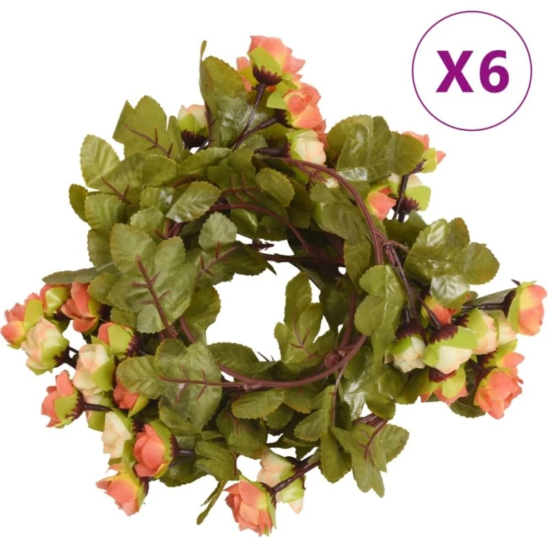 vidaXL kunstige blomsterguirlander 6 stk. 215 cm rødorange