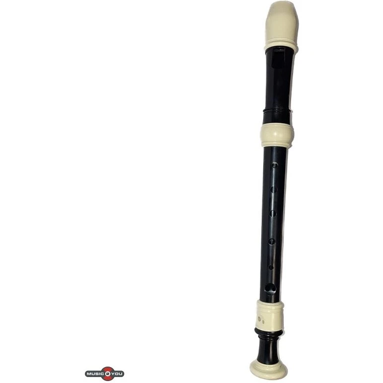 Dimavery blokfløjte med tysk greb, 32 cm, sort/elfenben med etui