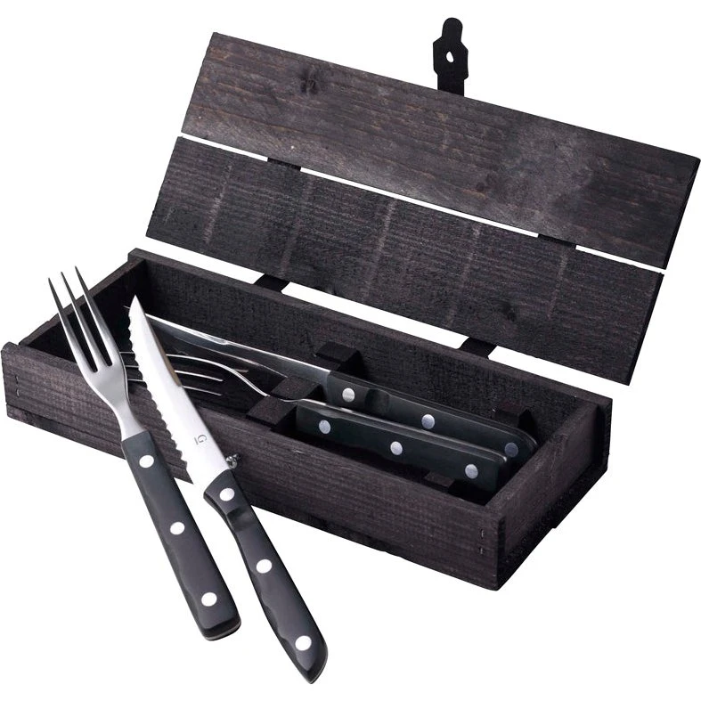 Gense Old Farmer Black steakbestik 4 dele, sort/stål