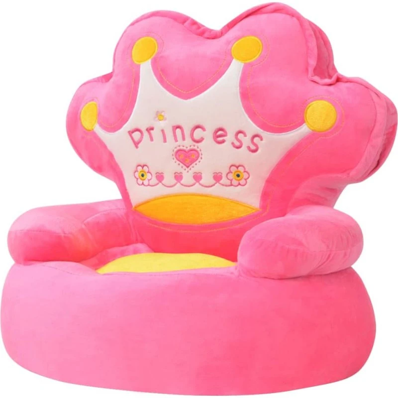 vidaXL børnestol i plys Princess Pink 53x48x50 cm