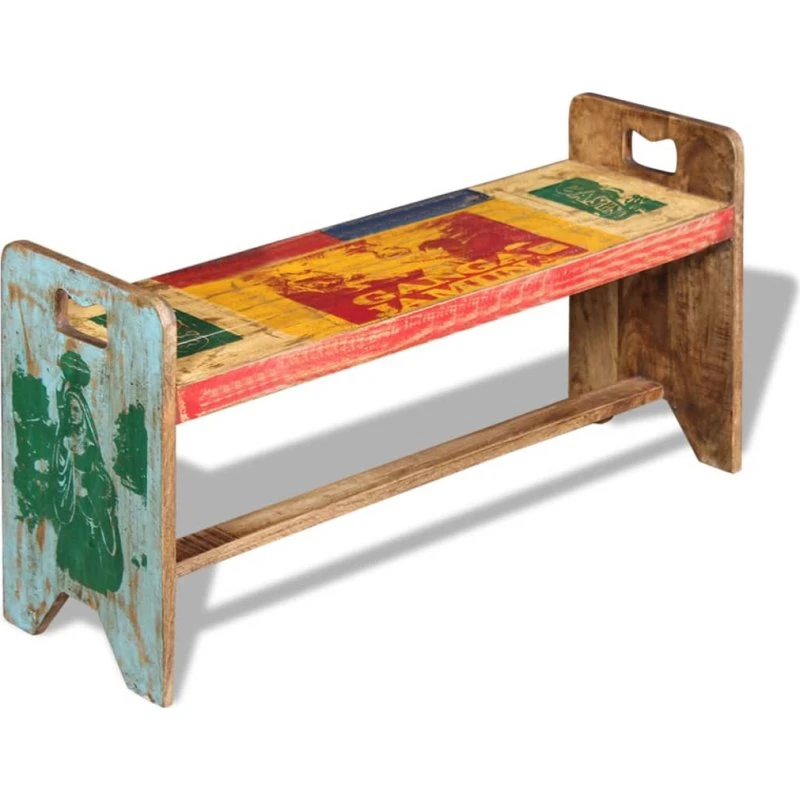 vidaXL bænk 100x30x50 cm i massivt genbrugstræ