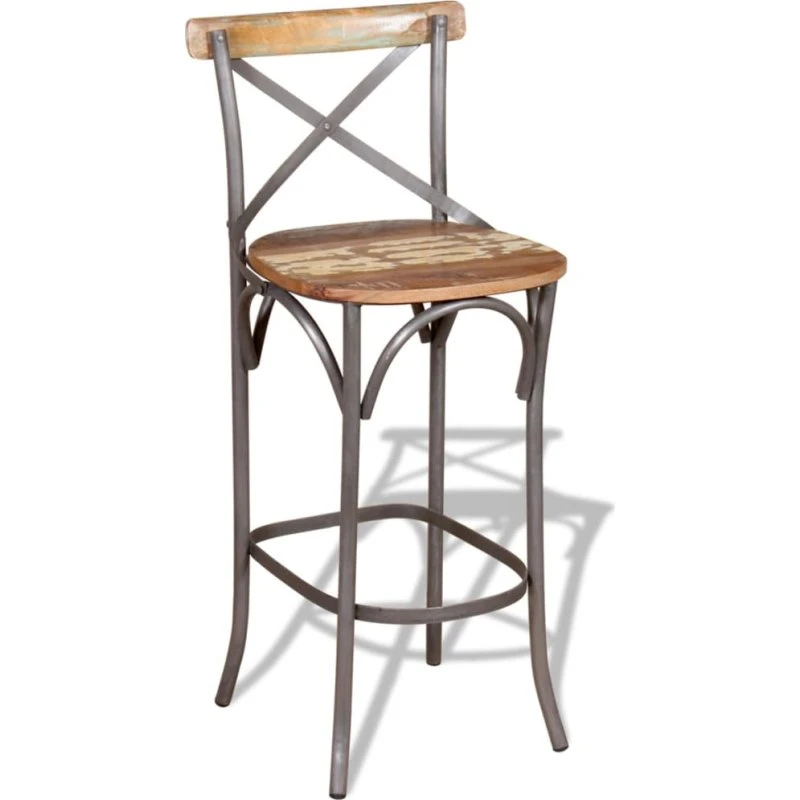 vidaXL Barstol i massivt genbrugstræ