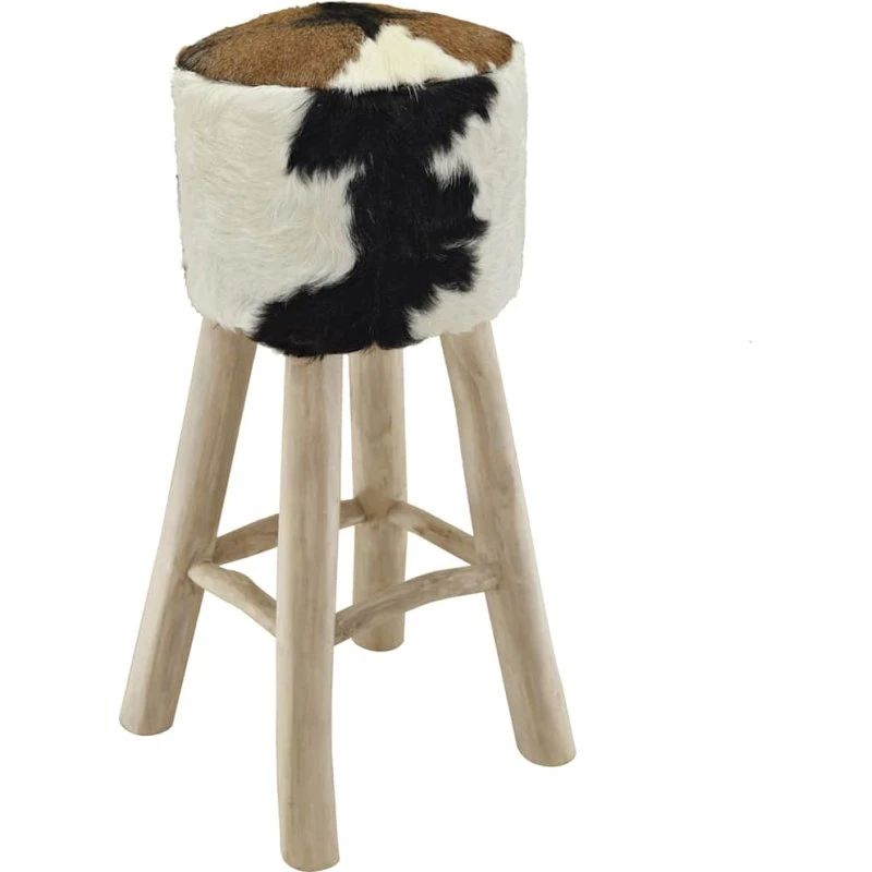 vidaXL barstol i behåret gedeskind og massivt teaktræ