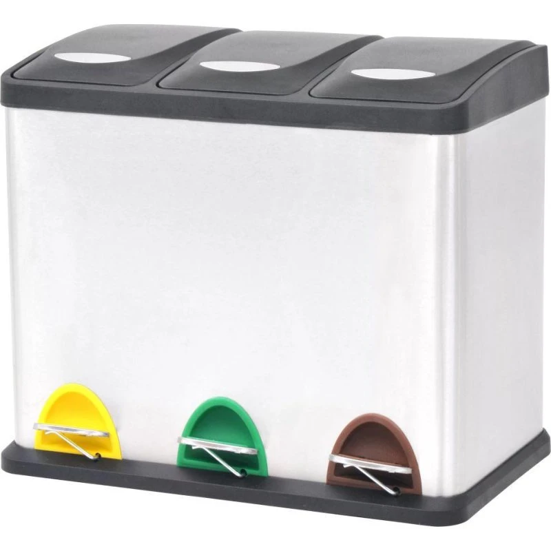 vidaXL affaldsspand til genbrug med pedal 24 L, rustfrit stål