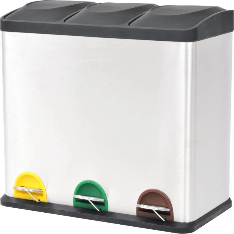 vidaXL affaldsspand til genbrug med pedal, rustfrit stål 54 L