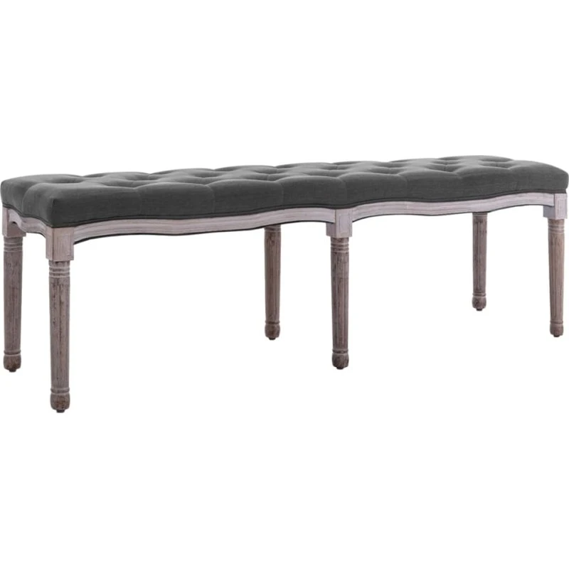 vidaXL bænk 150x40x48 mørkegrå lærred massivt træ