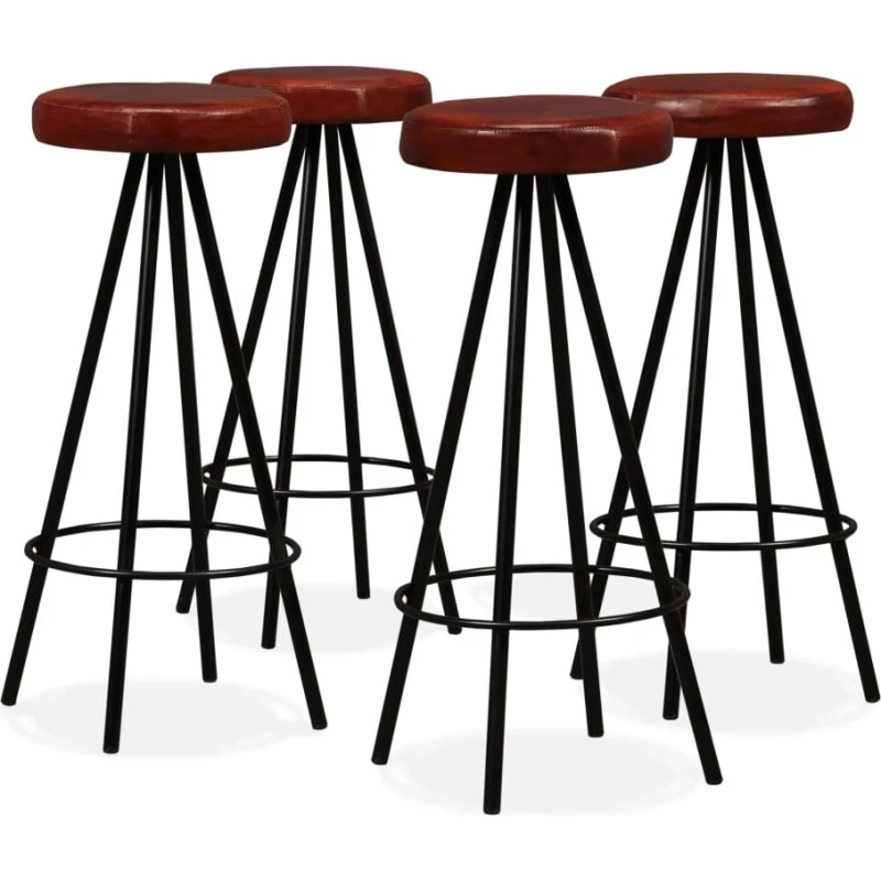 vidaXL 4 stk. barstole i ægte læder, brun/sort 30x76 cm