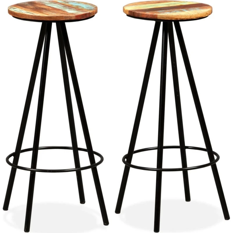 vidaXL barstole 2 stk. i massivt genbrugstræ