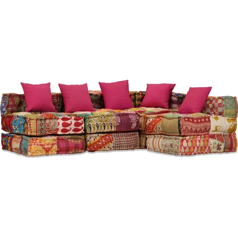 vidaXL 4-personers modulpuf i patchwork-stof