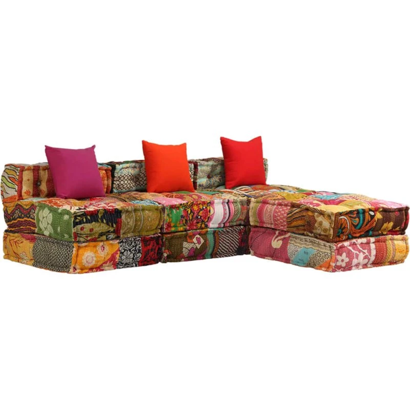 vidaXL 3-personers modulpuf i patchwork stof