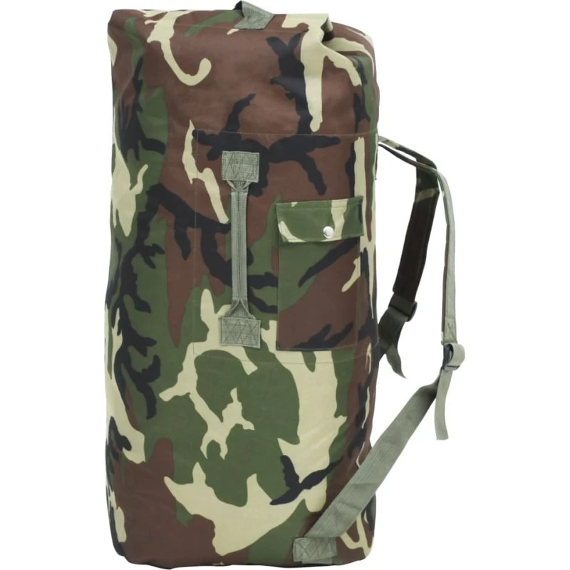 vidaXL duffeltaske militærstil 85 L camouflage