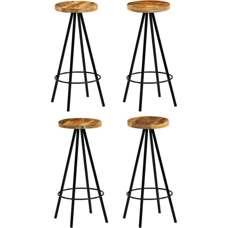 vidaXL barstole 4 stk. i massivt mangotræ med stålstel