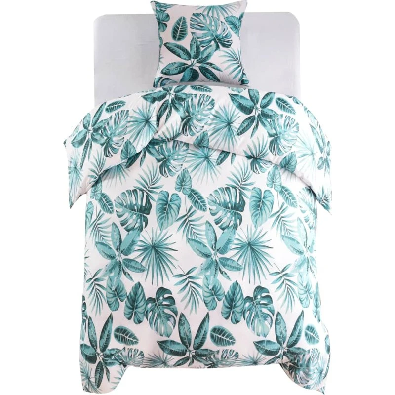 vidaXL dynebetræk 140x200/60x70 cm - grøn bladmønster