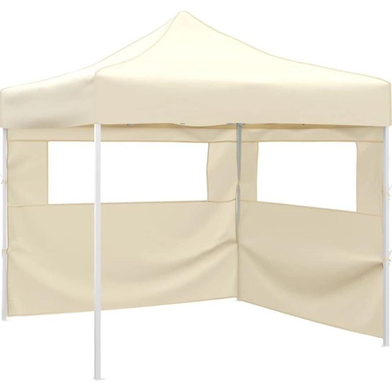 vidaXL foldbart telt med 2 vægge 291x291x315 cm cremefarvet