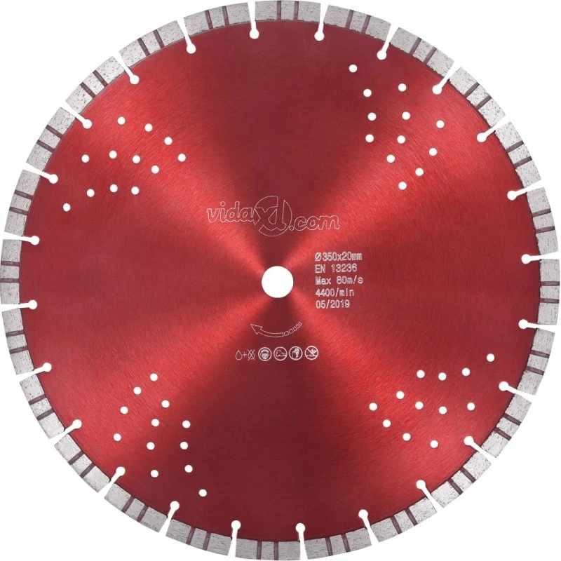 vidaXL diamantskæreskive 350 mm med turbofunktion og huller (stål)