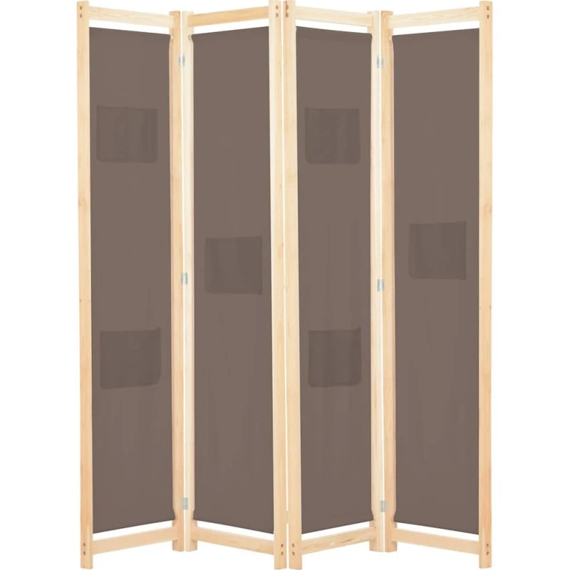 vidaXL 4-panel rumdeler 160 x 170 cm stof, brun