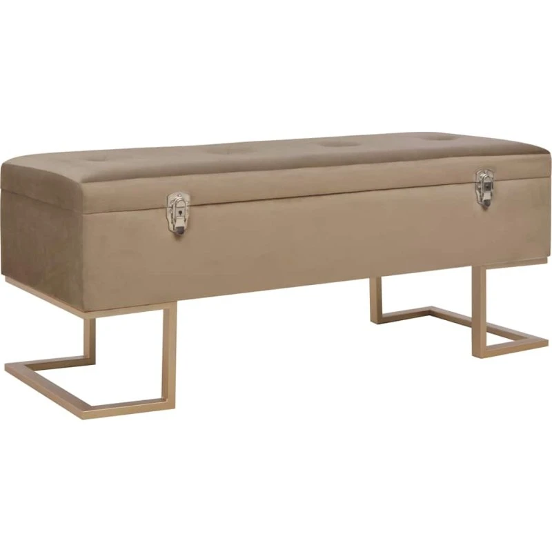 vidaXL bænk med opbevaringsrum 105 cm fløjl beige