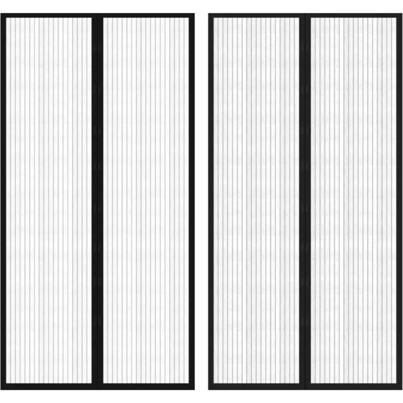 vidaXL magnetisk dørgardin insektnet 2 stk. 210 x 100 cm, sort