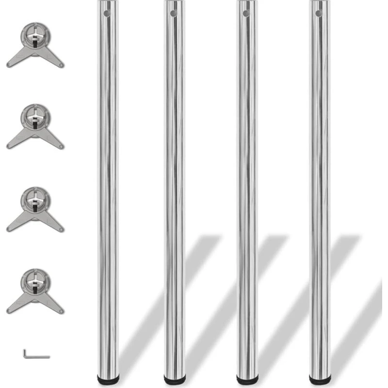 Uden Mærke 4 x justerbare bordben krom 1.100 mm