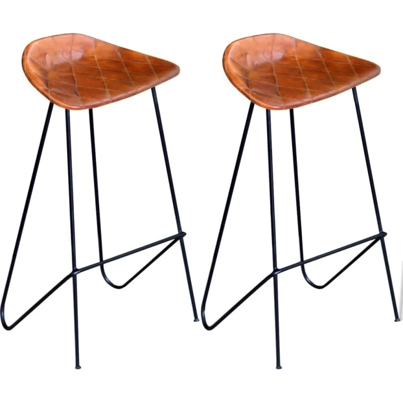 vidaXL Barstole 2 stk. Ægte læder – Sort & Brun