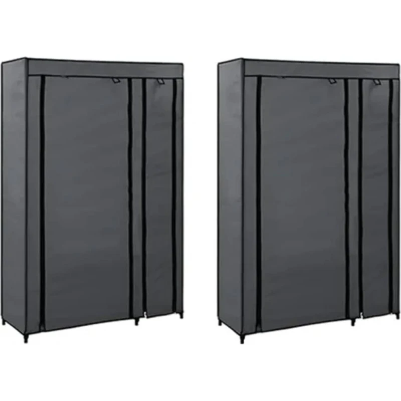 vidaXL foldbart klædeskab 2 stk. 110 x 45 x 175 cm, gråt stof