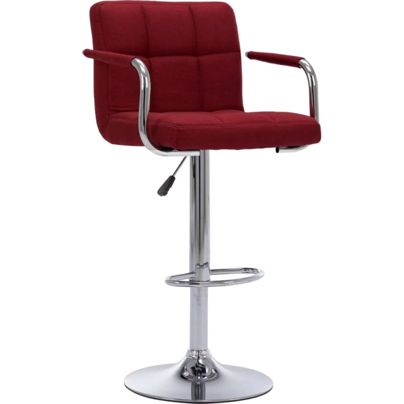 vidaXL barstol i stof, vinrød – højdejustérbar, kromstel