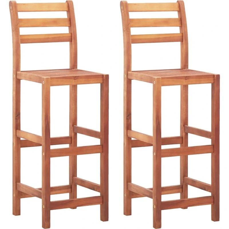 vidaXL Barstole 2 stk. i massivt akacietræ, natur (110 cm)