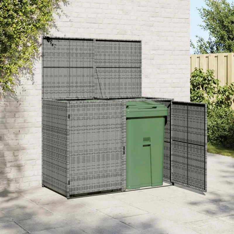vidaXL dobbelt skraldespandsskjuler 148x77x111 cm polyrattan grå