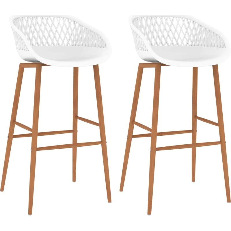 vidaXL barstole 2 stk. hvid – ergonomisk PP med trælookben