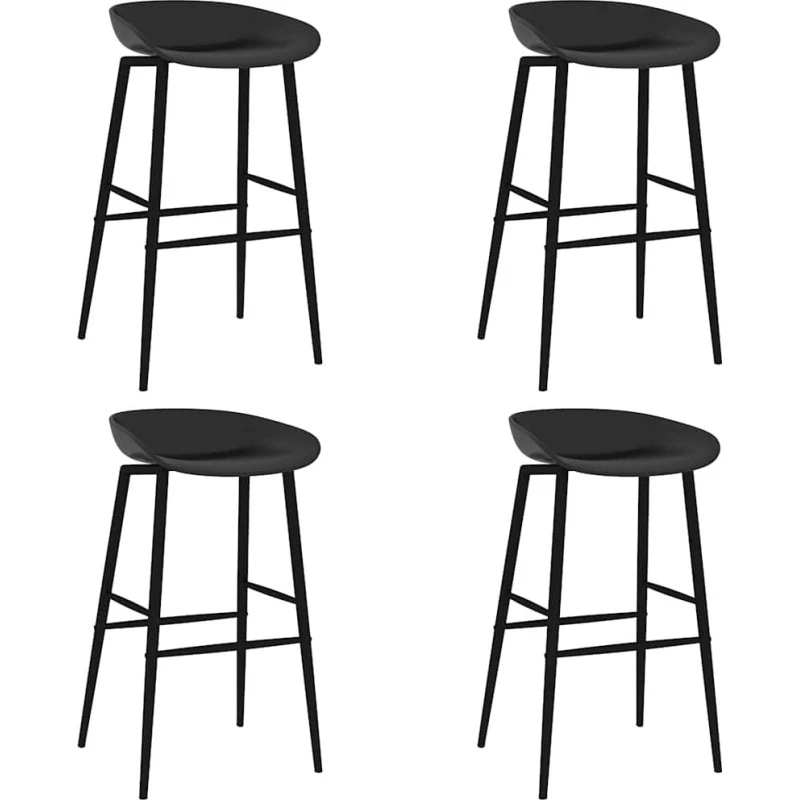 vidaXL Barstole 4 stk. sort PP med metalben (48x46x85 cm)