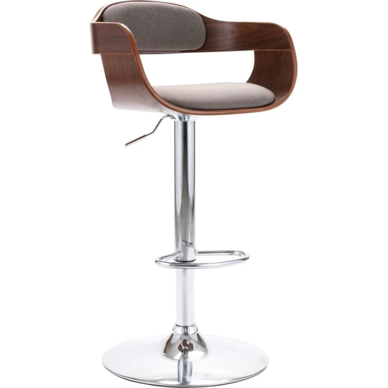 vidaXL barstol krydsfiner & gråbrunt stof, højdejusterbar