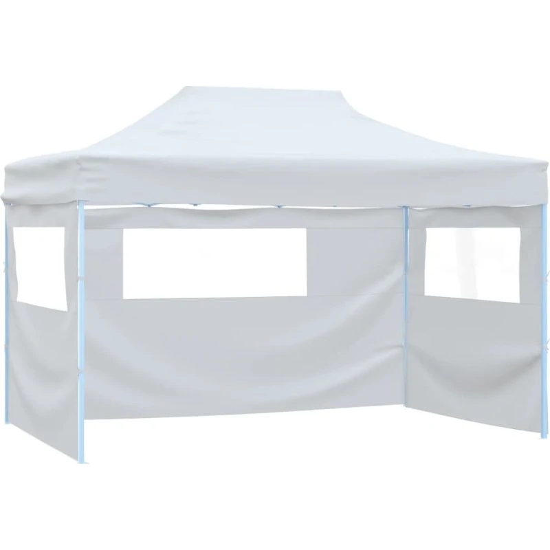 vidaXL foldbart festtelt 291x413x315 cm med 3 vægge, hvid