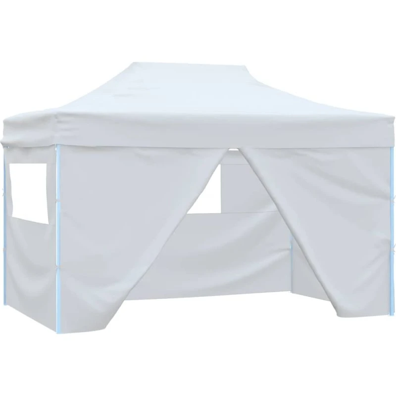 vidaXL foldbart festtelt 280x410x315 cm 4 sidevægge hvid