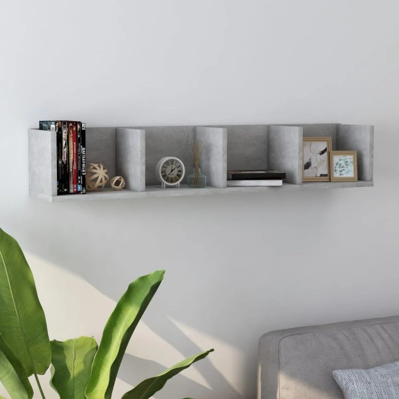 vidaXL CD-hylde 100x18x18 cm konstrueret træ, betongrå