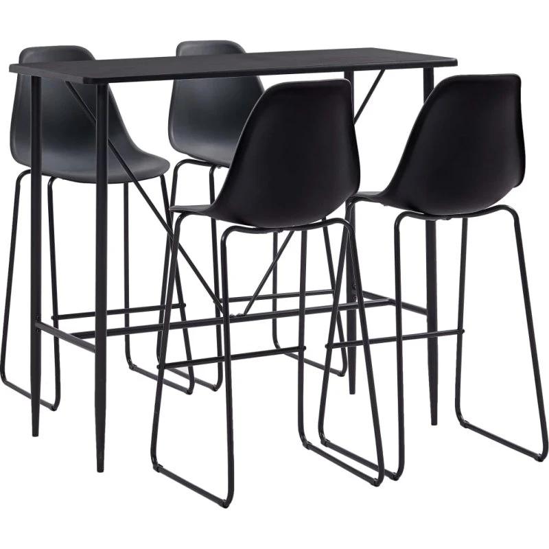 vidaXL Barsæt 5 dele plastik - Sort