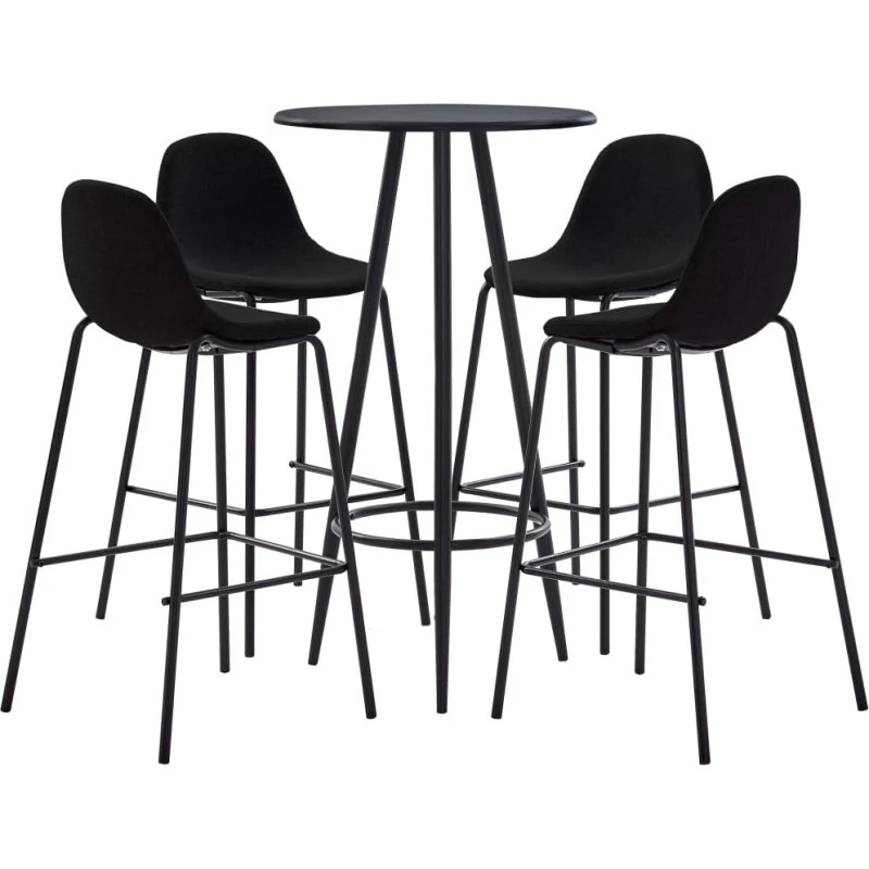 vidaXL barsæt 5 dele stof sort (MDF bord)