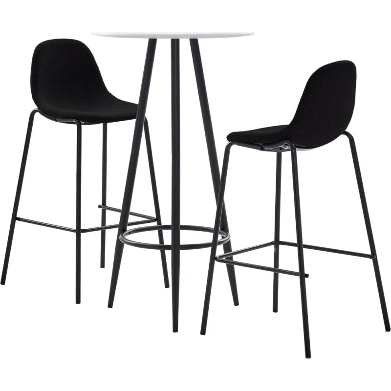 vidaXL barsæt 3 dele med stof, sort