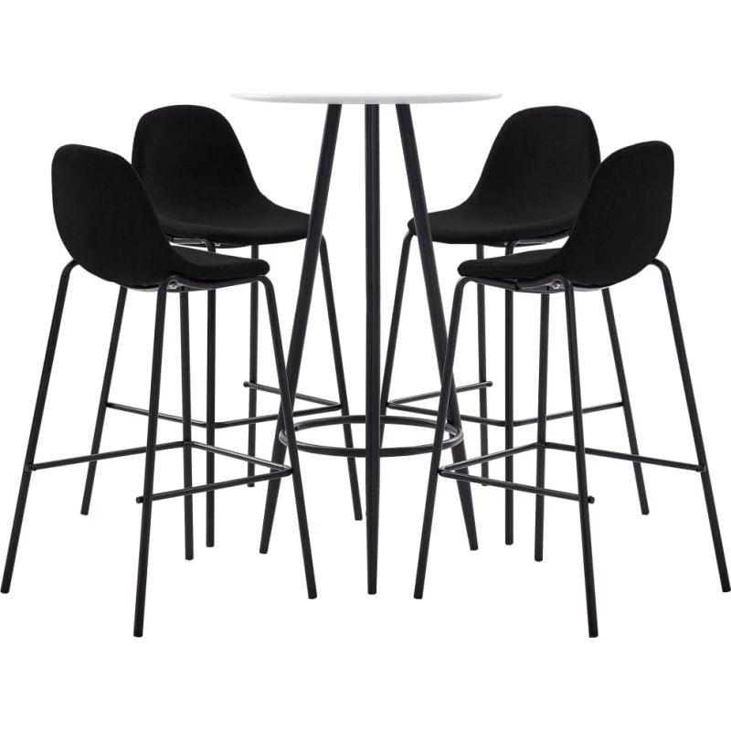 vidaXL barsæt 5 dele stof sort