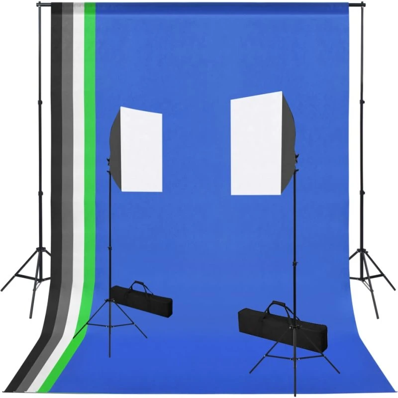 vidaXL Fotostudiesæt med softbox og 5 baggrunde (300 cm)