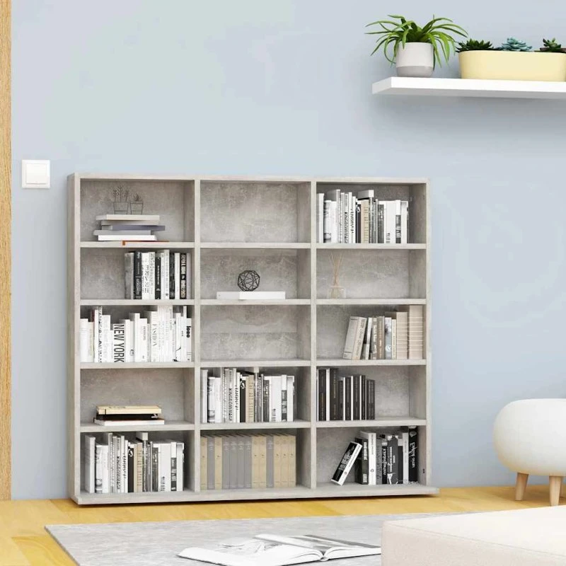 vidaXL CD-reol 100x23x89,5 cm konstrueret træ – betongrå