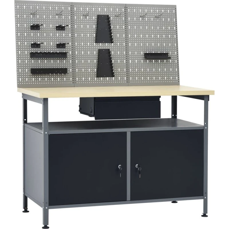vidaXL arbejdsbænk med 3 vægpaneler, 300 kg