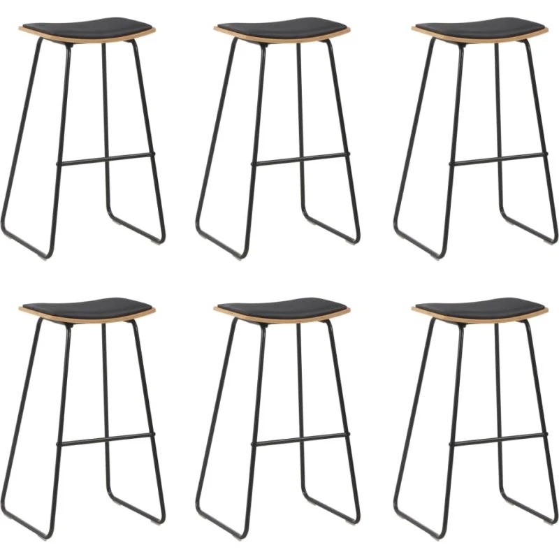 vidaXL barstole 6 stk – kunstlæder, sort