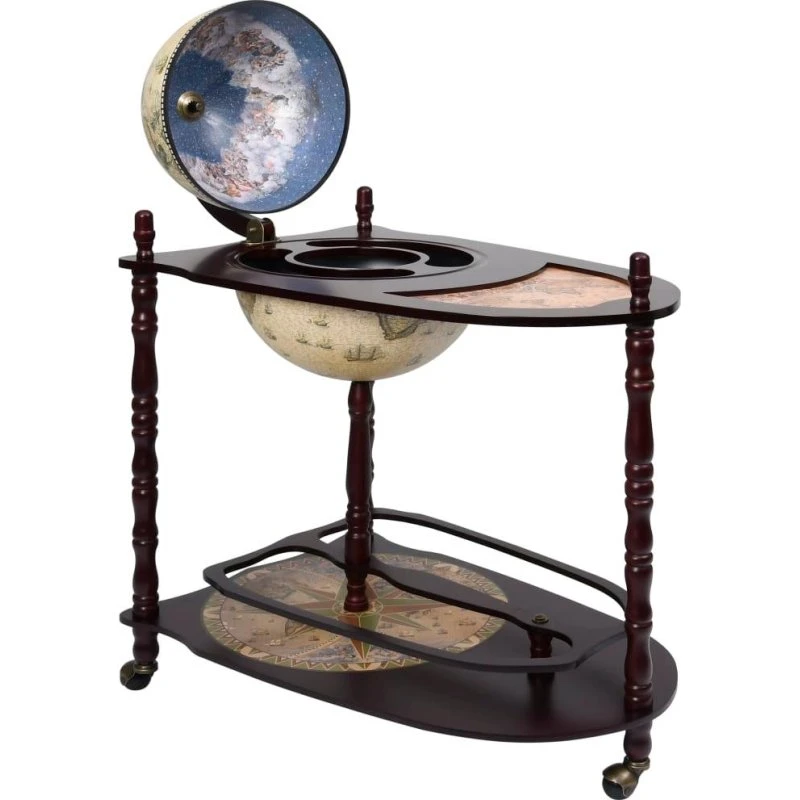 vidaXL fritstående globusbarskab til vin i eukalyptustræ, grøn